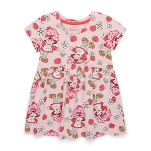 Strawberry Shortcake Toddler Girl Allover Print Dress Short Sleeves Character 4T